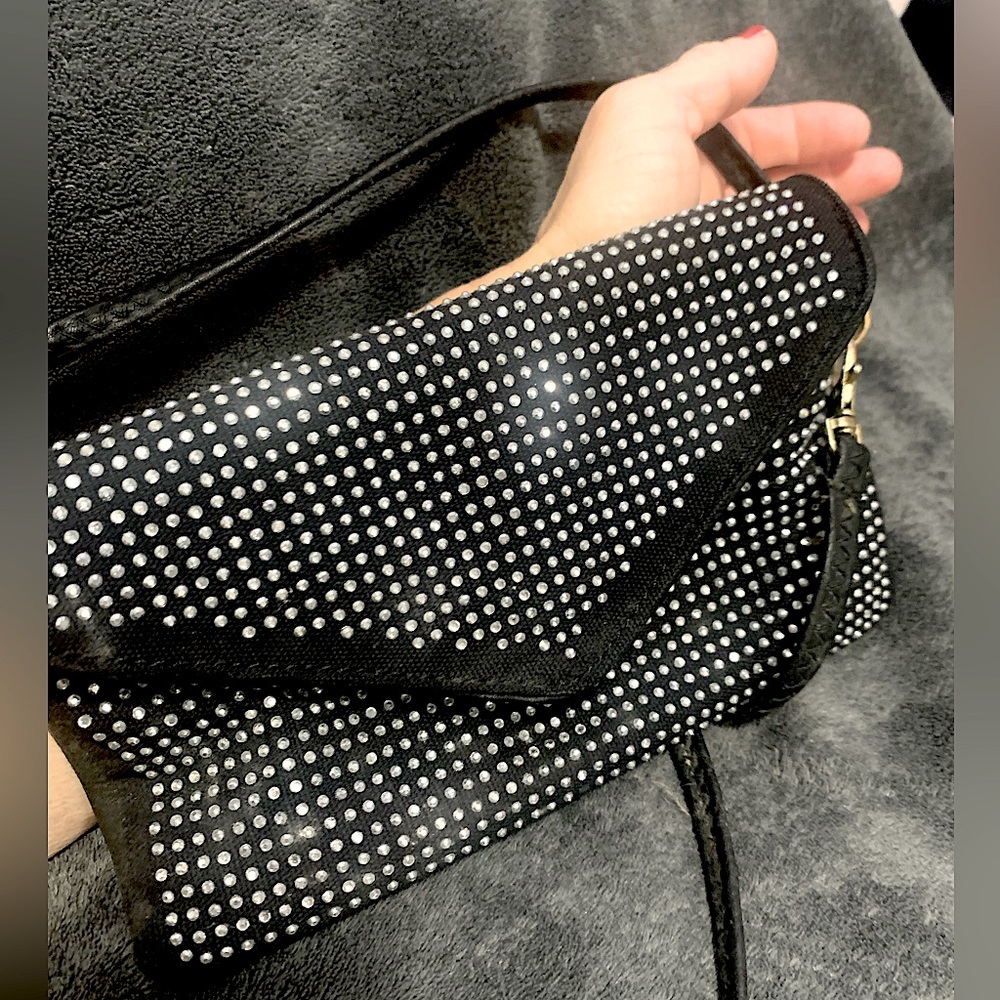 Leather & crystals shoulder bag 💥